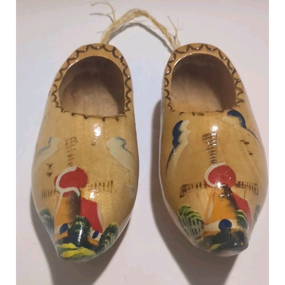 Vintage Wooden Hand painted Dutch Clogs